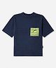 Under Fourteen Only Half Drop Shoulder Sleeves Whale Embroidered Tee - Blue