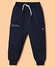 Under Fourteen Only Typography Embroidered Joggers - Navy Blue