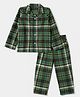 Under Fourteen Only Full Sleeves Plaid Checked Coordinating Shirt & Pajamas Night Set - Green