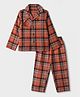 Under Fourteen Only Full Sleeves Plaid Checked Coordinating Shirt & Pajamas Night Set - Orange