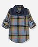 Under Fourteen Only Full Sleeves Plaid Checked Shirt - Orange