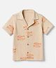 Under Fourteen Only Half Sleeves Fishes Embroidered Shirt - Beige
