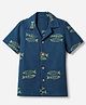 Under Fourteen Only Half Sleeves Fishes Embroidered Shirt - Teal