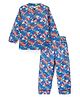Under Fourteen Only Full Sleeves Fruits Printed Coordinating Tee & Pajama Night Set - Blue