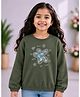 Tiara Interlock Knit Full Sleeves Floral Designed Sweatshirt - Green