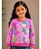 Tiara Fleece Knit Full Sleeves Floral Printed Sweatshirt - Pink