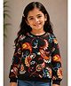 Tiara Cotton Rib Full Sleeves Abstract Printed Sweatshirt - Black