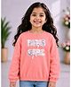 Tiara Jacquard Knit Full Sleeves Sequin Embellished Paris Text Designed Sweatshirt - Peach