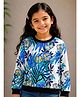 Tiara Fleece Knit Full Sleeves Floral Printed Sweatshirt - Blue