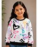 Tiara Fleece Knit Full Sleeves Heart Printed Sweatshirt - White