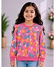 Tiara Cotton Spandex Knit Full Sleeves Oranges Printed Top - Pink