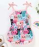 The Kids Club Cotton Knit Sleeveless Kittens Printed Romper - Multi Colour