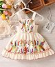 The Kids Club Cotton Knit Sleeveless Floral & Birds Printed Dress - Cream