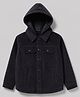 Primo Gino Woven Corduroy Quilted Jacket with Full Sleeves in Navy Blue