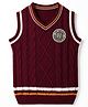 Babyhug Knit Sweater Vest with Sleeveless Cable Knit Design & Ice Hockey Champion Patch - Maroon