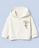UCB 80% Cotton Knit Round Neck Front-Zipper Full Sleeves Hoodie with Hand Holding Matcha Bubble Tea Print - Offwhite