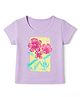 UCB Cotton Mix Knit Round Neck T-Shirt with Half Sleeves and Brush Stroke Floral Graphic Print in Liace