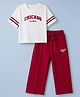 Pine Kids Single Jersey Knit Half Sleeves Top and Pants With Text Print - OffWhite & Red