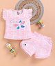 I Love Mom Cotton Blend Knit Cap Sleeves Butterfly Design Sequin Embellished Tie Dye Coordinating Top & Shorts Set - Peach