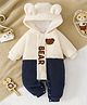 Mark & Mia Full Sleeves Winter Wear Romper With Heart Patch - Navy Blue