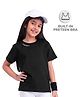 Plan B Cotton Knit Half Sleeves Happiness Text Printed Tee With Built In Pre Teen Bra - Black