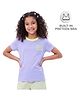 Plan B Cotton Knit Half Sleeves Tres Chic Text Printed Tee With Built In Pre Teen Bra - Lavender