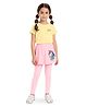 Plan B Cotton Knit Half Sleeves Made Of Magic Text Printed Tee & Skeggings Set - Baby Pink & White