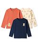 Babyoye 100% Cotton Interlock Knit Full Sleeves Jhablas with Animal & Trees Print Pack of 3 - Peach & Navy Blue