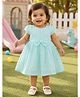 Aomi Cotton Woven  Cap Sleeves Schiffli Embroidered &  Bow Applique Detailed - Green