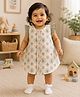 Aomi Blended Woven Cap Sleeves Schiffli Embroidered & Abstract Printed Dress - Cream