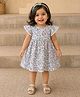 Aomi Blended Woven Cap Sleeves Floral Printed Dress - Mint
