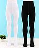 Honeyhap Premium Cotton Knit Full Length Solid Tights with Bio Finish Pack of 2 -White & Black