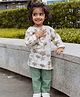 DULAAR Chanderi Woven Full Sleeves Abstract Printed Kurta & Pyjama Set - Green