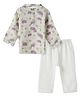 DULAAR Muslin Woven Full Sleeves Elephant Printed Kurti & Pants Set - White