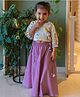 DULAAR Chanderi Woven Three Fourth Sleeves Pomegranate Printed Lehenga Choli Set - Purple