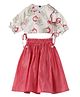 DULAAR Chanderi Woven Half Sleeves Anar Printed Lehenga Choli Set - Red