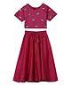 DULAAR Chanderi Woven Half Sleeves BIrds Embroidered Lehenga & Choli Set - Dark Pink