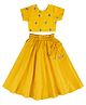 DULAAR Chanderi Woven Half Sleeves Birds Embroidered Lehenga Choli Set - Yellow