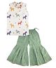 DULAAR Chanderi Woven Sleeveless Rocking Chair Printed Lace Embellished Kurti & Sharara Set - White