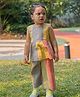 DULAAR Linen Woven Sleeveless Checked Coordinating Top & Pants Set - Yellow & Blue