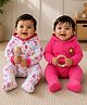 BUMZEE Cotton Knit Pack Of 2 Full Sleeves Birds Printed Footed Sleepsuit - Pink & White