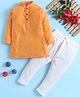 Jeet Ethnics Cotton Blend Knit Full Sleeves Abstract Printed Kurta & Pyjama Set - Orange
