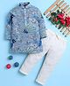 Jeet Ethnics Cotton Blend Knit Full Sleeves Sequins Embellished Peacock Embroidered Kurta & Pyjama Set - Lavender