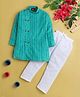Jeet Ethnics Cotton Blend Knit Full Sleeves Geometric Printed Kurta & Pyjama Set - Turquoise