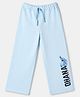 Pine Kids Disney 100% Terry Knit Ankle Length Track Pant with Ohana Text & Stitch Graphic Print - Light Blue