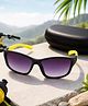PASSION PETALS Colour Blocked UV Protected Rectangle Sunglasses With Case - Black