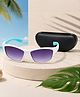 PASSION PETALS Colour Blocked UV Protected Rectangle Sunglasses With Case - White