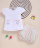 Wonderchild Interlock Knit Woven Half Sleeves T-shirt with Embroidery & Shorts - White