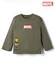 Bonfino Marvel 100% Cotton Knit T-Shirt with Full Sleeves and Marvel Print in Green