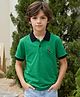 Lil Tomatoes Cotton Knit Half Sleeves Solid Polo Tee - Green